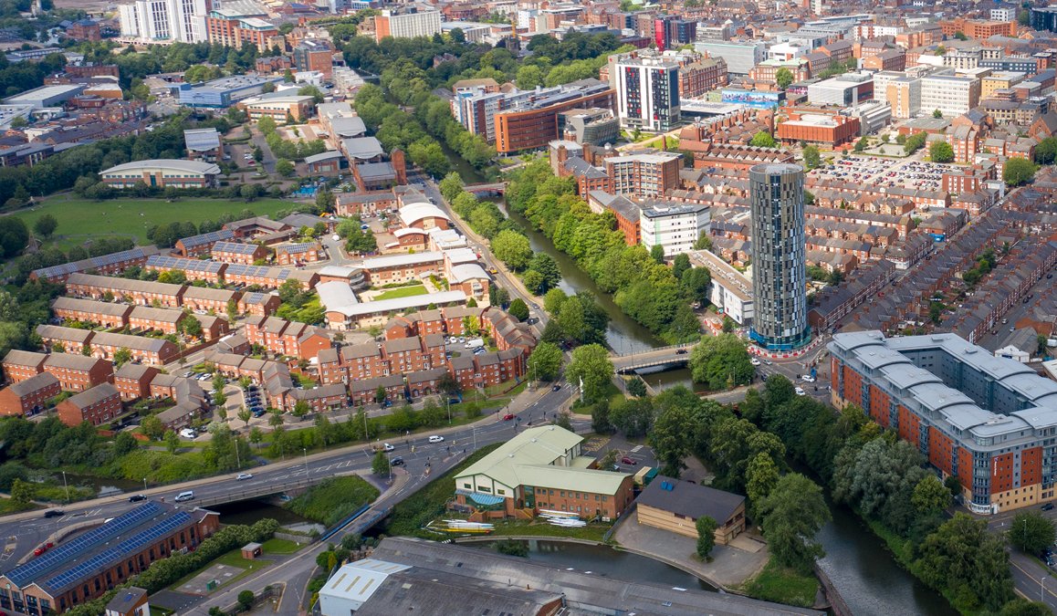 Birds eye view of Leicester